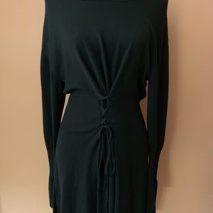 Dark Green Long Bell Sleeve Dress